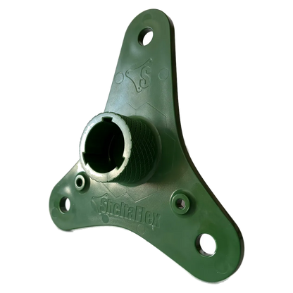 SheltaFlex Base – Seitenansicht von vorne der modularen Bodenhalterung für das SheltaFlex System.