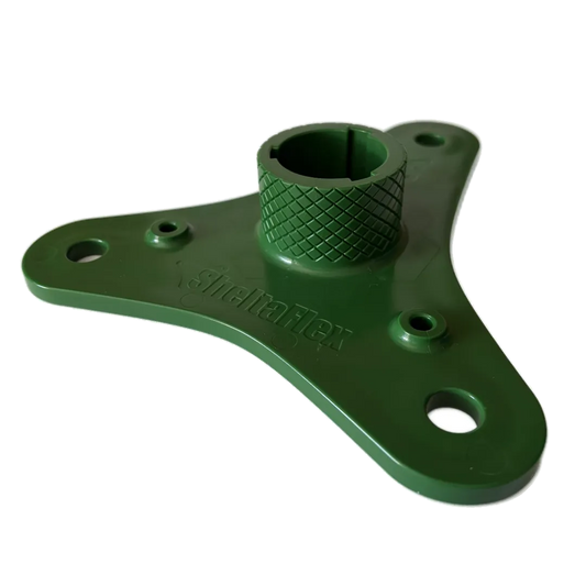 SheltaFlex Base – stabile Bodenhalterung für das SheltaFlex System, Seitenansicht.