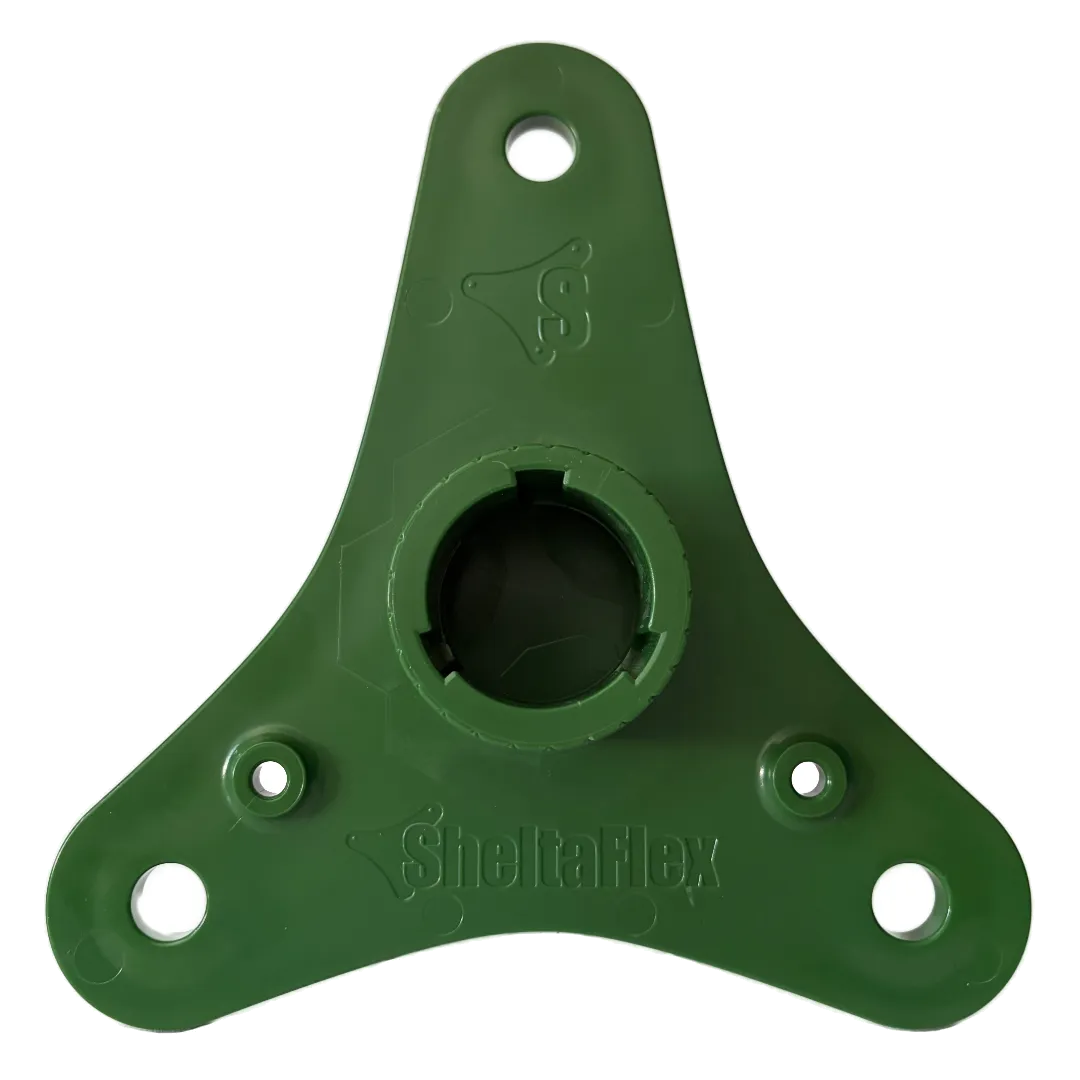 SheltaFlex Base – modulare Bodenhalterung für Camping- und Outdoor-Zubehör, Vorderansicht.