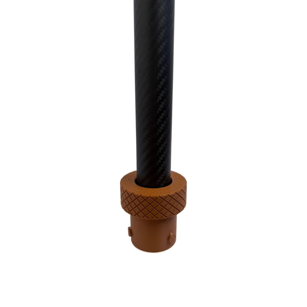 Unterer Bereich der SheltaFlex Carbon-Teleskopstange mit Aufnahme fuer die Base
