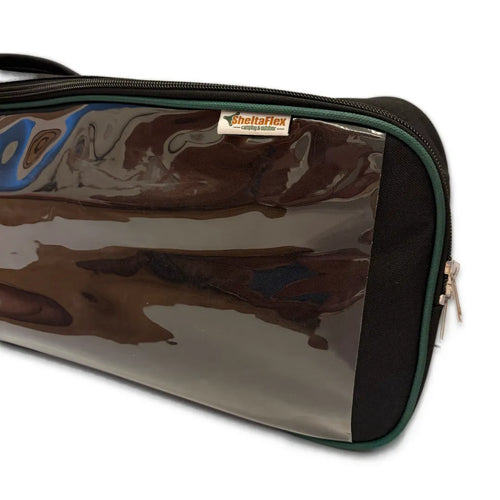 Rechte Seite der SheltaFlex FlexBag mit gut sichtbarem SheltaFlex Logo.
