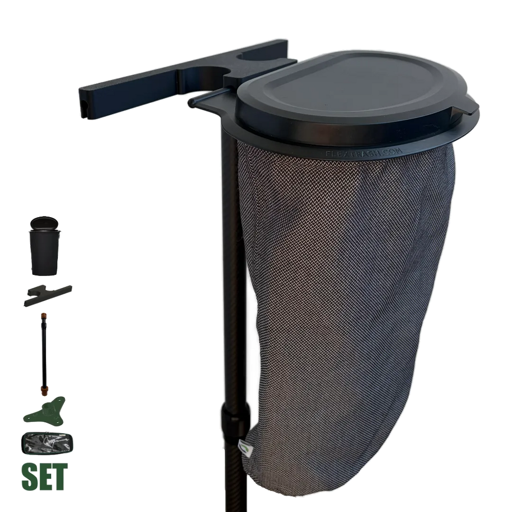 SheltaFlex FlexDock Duo Komplett-Set mit Flextrash-Abfallbehälter und allen enthaltenen Komponenten für Camping und Vanlife